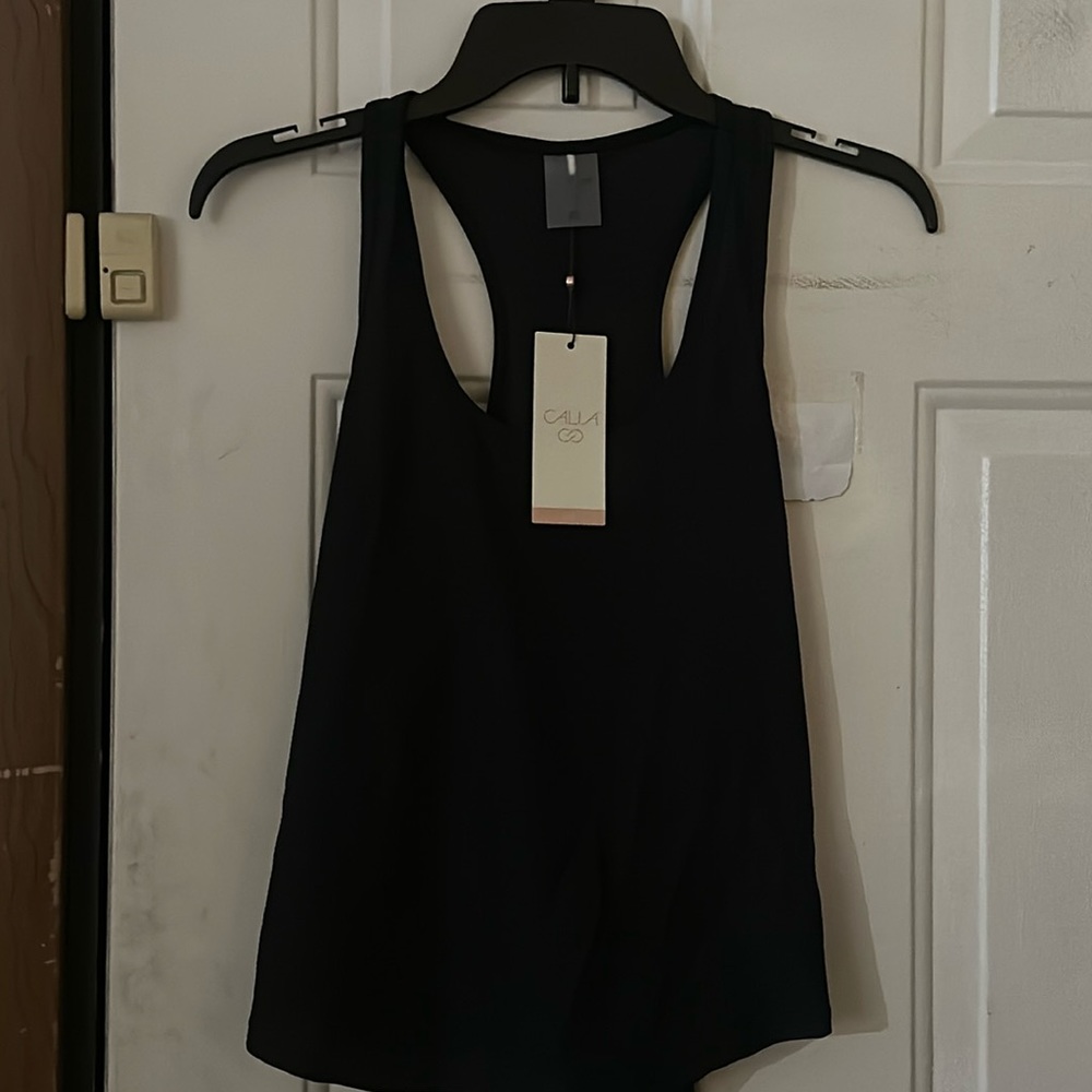 CALIA RUN COLLECTION BLACK RACERBACK TANK: NEW WITH TAGS: SIZE XS